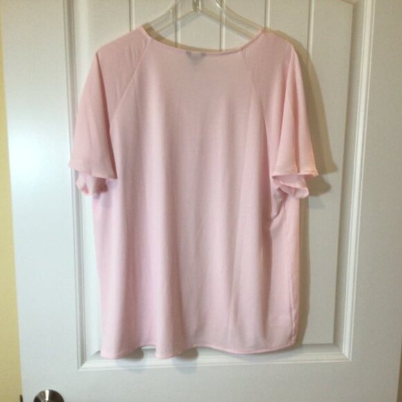 Women's Ann Taylor v-neck, dolman sleeve, pale pink top, size L - Picture 2 of 3